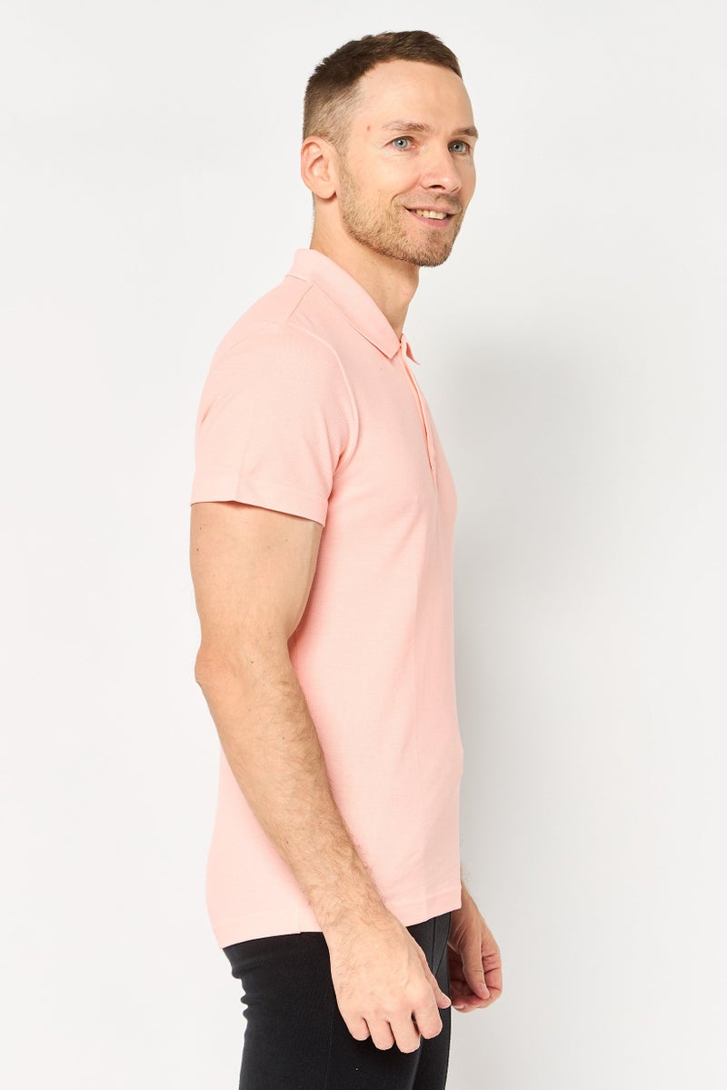 Adidas Men Sportswear Fit Short Sleeve Outdoor Polo Shirt, Pink - Image 4